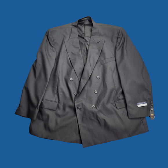 NWT Hardwick Clothes Men's Suit Jacket Black 54 Reg Peak Lapel Double Breasted
